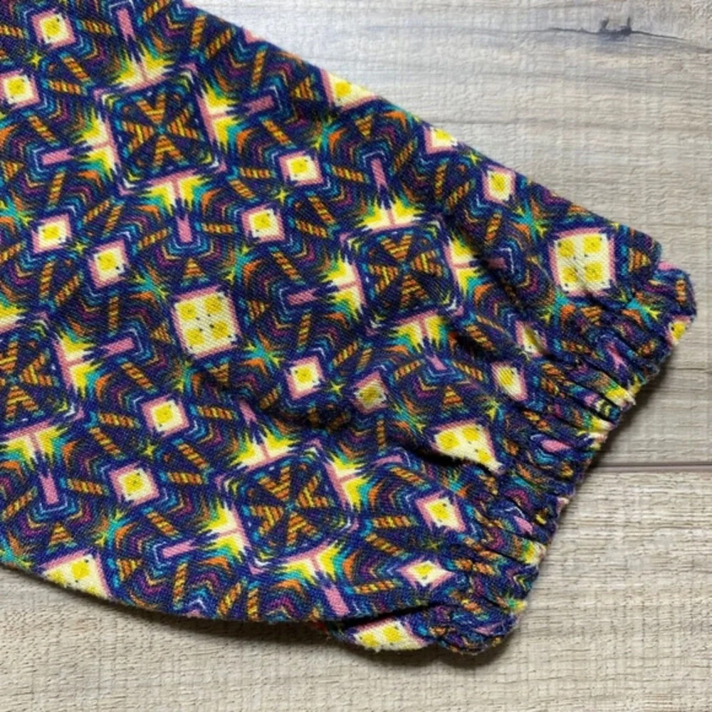 LuLaRoe Girls Monroe Jacket Zip Up Pockets Elastic Waist Size 12‎ Purple Yellow